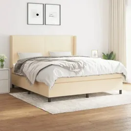 vidaxl-lozko-kontynentalne-z-materacem-kremowe-tkanina-160x200-cm