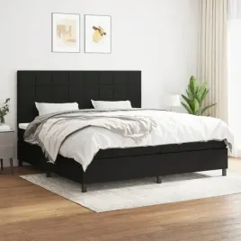 vidaxl-lozko-kontynentalne-z-materacem-czarne-tkanina-200x200-cm