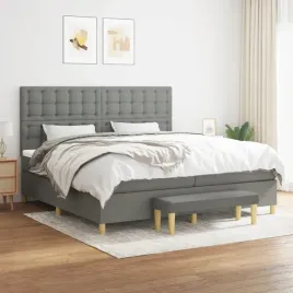 vidaxl-lozko-kontynentalne-z-materacem-ciemnoszara-tkanina-200x200-cm