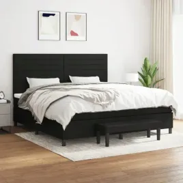 vidaxl-lozko-kontynentalne-z-materacem-czarne-tkanina-200x200-cm
