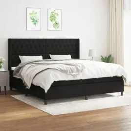 vidaxl-lozko-kontynentalne-z-materacem-czarne-tkanina-200x200-cm