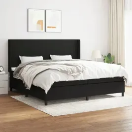 vidaxl-lozko-kontynentalne-z-materacem-czarne-tkanina-200x200-cm