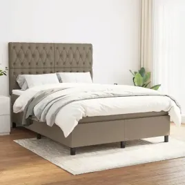 vidaxl-lozko-kontynentalne-z-materacem-taupe-tkanina-140x200-cm