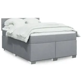 vidaxl-lozko-kontynentalne-z-materacem-jasnoszare-tkanina-160x200-cm