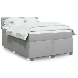 vidaxl-lozko-kontynentalne-z-materacem-jasnoszare-tkanina-160x200-cm