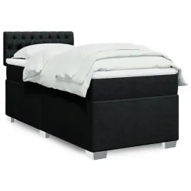 vidaxl-lozko-kontynentalne-z-materacem-czarne-tkanina-90x190-cm