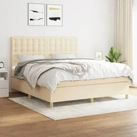 vidaxl-lozko-kontynentalne-z-materacem-kremowe-tkanina-160x200-cm