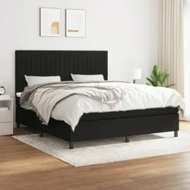 vidaxl-lozko-kontynentalne-z-materacem-czarne-tkanina-160x200-cm