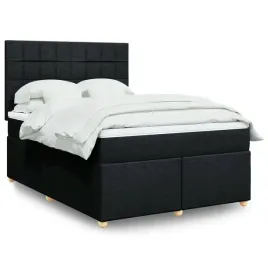 vidaxl-lozko-kontynentalne-z-materacem-czarne-tkanina-160x200-cm