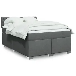 vidaxl-lozko-kontynentalne-z-materacem-ciemnoszara-tkanina-140x190-cm