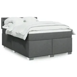 vidaxl-lozko-kontynentalne-z-materacem-ciemnoszara-tkanina-140x190-cm