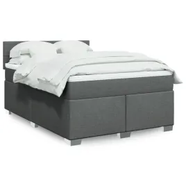 vidaxl-lozko-kontynentalne-z-materacem-ciemnoszara-tkanina-140x190-cm