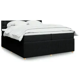 vidaxl-lozko-kontynentalne-z-materacem-czarne-tkanina-200x200-cm