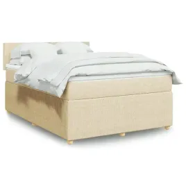 vidaxl-lozko-kontynentalne-z-materacem-kremowe-tkanina-160x200-cm