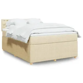 vidaxl-lozko-kontynentalne-z-materacem-kremowe-tkanina-160x200-cm