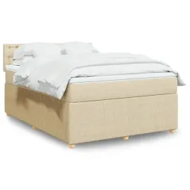 vidaxl-lozko-kontynentalne-z-materacem-kremowe-tkanina-160x200-cm