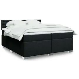 vidaxl-lozko-kontynentalne-z-materacem-czarne-tkanina-200x200-cm