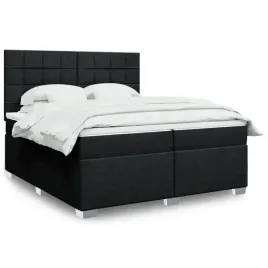 vidaxl-lozko-kontynentalne-z-materacem-czarne-tkanina-200x200-cm