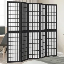 vidaxl-parawan-pokojowy-5-panelowy-czarny-lite-drewno-paulowni