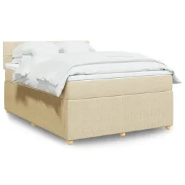 vidaxl-lozko-kontynentalne-z-materacem-kremowe-tkanina-160x200-cm