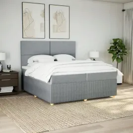 vidaxl-lozko-kontynentalne-z-materacem-jasnoszare-tkanina-200x200-cm