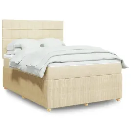 vidaxl-lozko-kontynentalne-z-materacem-kremowe-tkanina-140x190-cm