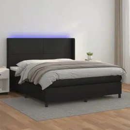 vidaxl-lozko-kontynentalne-z-materacem-i-led-czarna-ekoskora-160x200cm