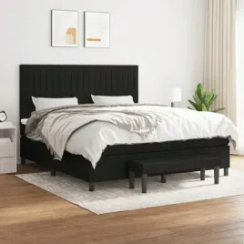 vidaxl-lozko-kontynentalne-z-materacem-czarne-tkanina-180x200-cm