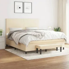 vidaxl-lozko-kontynentalne-z-materacem-kremowe-tkanina-160x200-cm