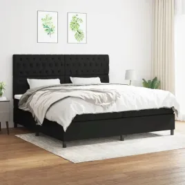 vidaxl-lozko-kontynentalne-z-materacem-czarne-tkanina-200x200-cm