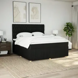 vidaxl-lozko-kontynentalne-z-materacem-czarne-tkanina-180x200-cm