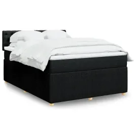 vidaxl-lozko-kontynentalne-z-materacem-czarne-tkanina-140x190-cm