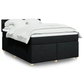 vidaxl-lozko-kontynentalne-z-materacem-czarne-tkanina-140x190-cm