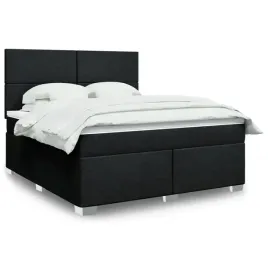 vidaxl-lozko-kontynentalne-z-materacem-czarne-tkanina-180x200-cm
