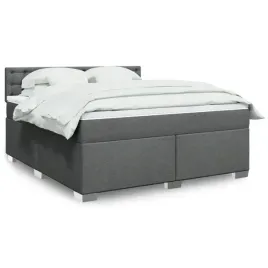 vidaxl-lozko-kontynentalne-z-materacem-ciemnoszara-tkanina-180x200-cm