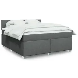 vidaxl-lozko-kontynentalne-z-materacem-ciemnoszara-tkanina-180x200-cm