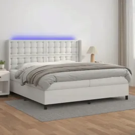 vidaxl-lozko-kontynentalne-z-materacem-i-led-biala-ekoskora-200x200cm