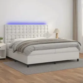 vidaxl-lozko-kontynentalne-z-materacem-i-led-biala-ekoskora-200x200cm