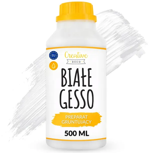 Gesso akrylowe białe podkład malarski grunt primer do farb butelka 0,5L