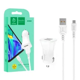 ladowarka-samochodowa-3a-kabel-typ-c-biala-denmen-3100ma-dual-fast-charg