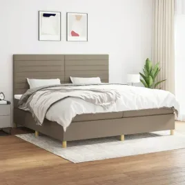 vidaxl-lozko-kontynentalne-z-materacem-taupe-tkanina-200x200-cm