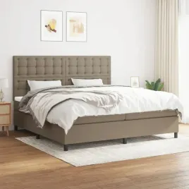 vidaxl-lozko-kontynentalne-z-materacem-taupe-tkanina-200x200-cm