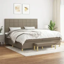 vidaxl-lozko-kontynentalne-z-materacem-taupe-tkanina-200x200-cm