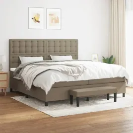 vidaxl-lozko-kontynentalne-z-materacem-taupe-tkanina-200x200-cm
