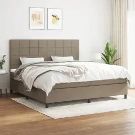 vidaxl-lozko-kontynentalne-z-materacem-taupe-tkanina-200x200-cm