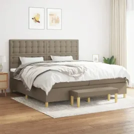 vidaxl-lozko-kontynentalne-z-materacem-taupe-tkanina-200x200-cm