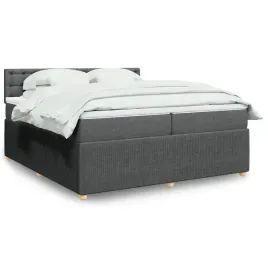 vidaxl-lozko-kontynentalne-z-materacem-ciemnoszara-tkanina-200x200-cm