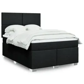 vidaxl-lozko-kontynentalne-z-materacem-czarne-tkanina-140x190-cm