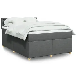 vidaxl-lozko-kontynentalne-z-materacem-ciemnoszara-tkanina-140x190-cm