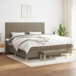 vidaxl-lozko-kontynentalne-z-materacem-taupe-tkanina-200x200-cm
